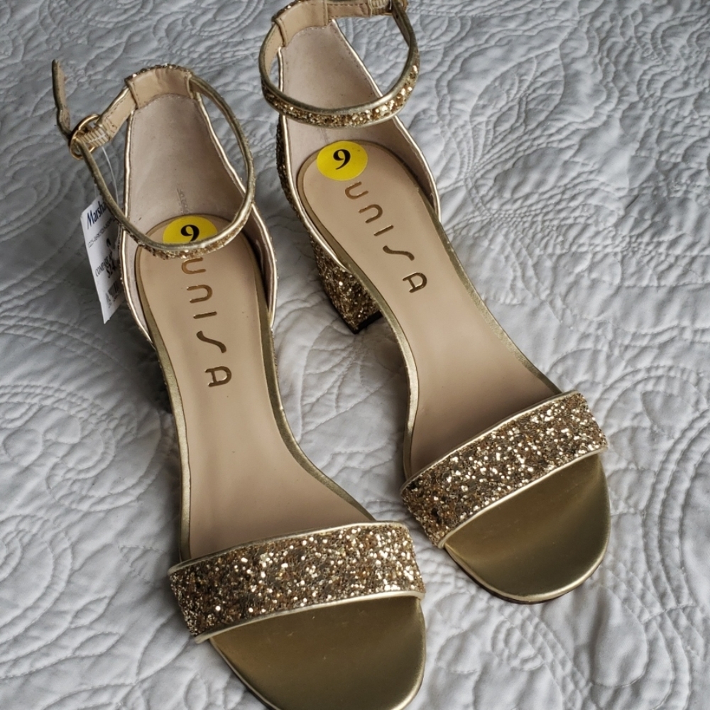 Unisa Gold sequin heels